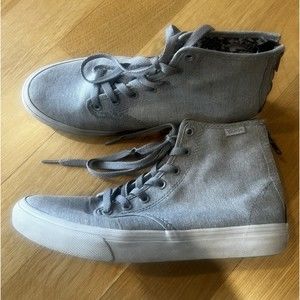 Vans Off the Wall High Top Lace Canvas Skateboard Sneakers Shoes Womens 8 Gray